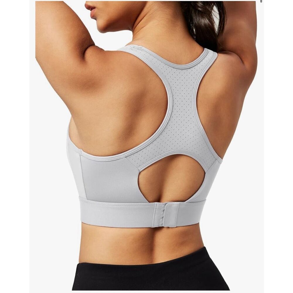 NEW High Impact Sports Bras High Support Push up Racerback Workout L
